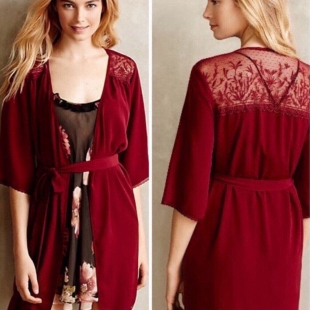Anthropologie Eloise Wrap Lace Komodo Red Medium Large